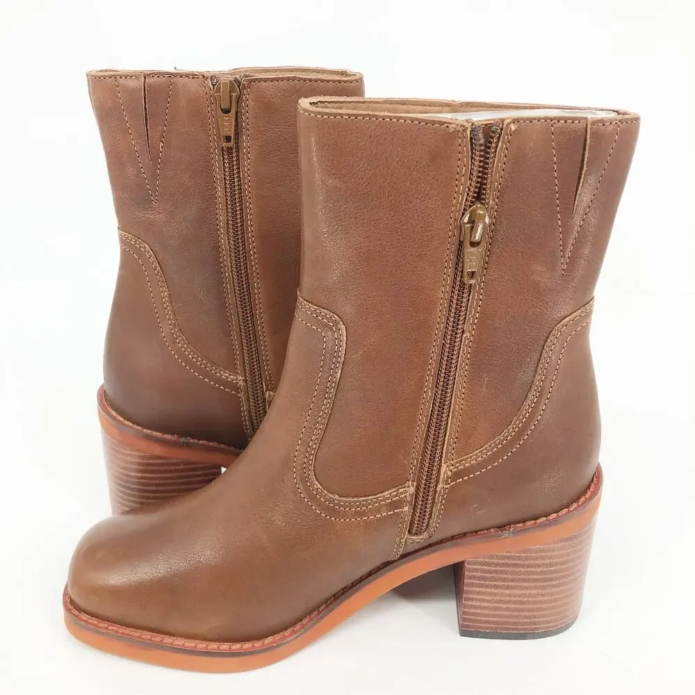 Seychelles Womens Turbulent Mid Calf Booties Size 6 Brown Leather NWOB